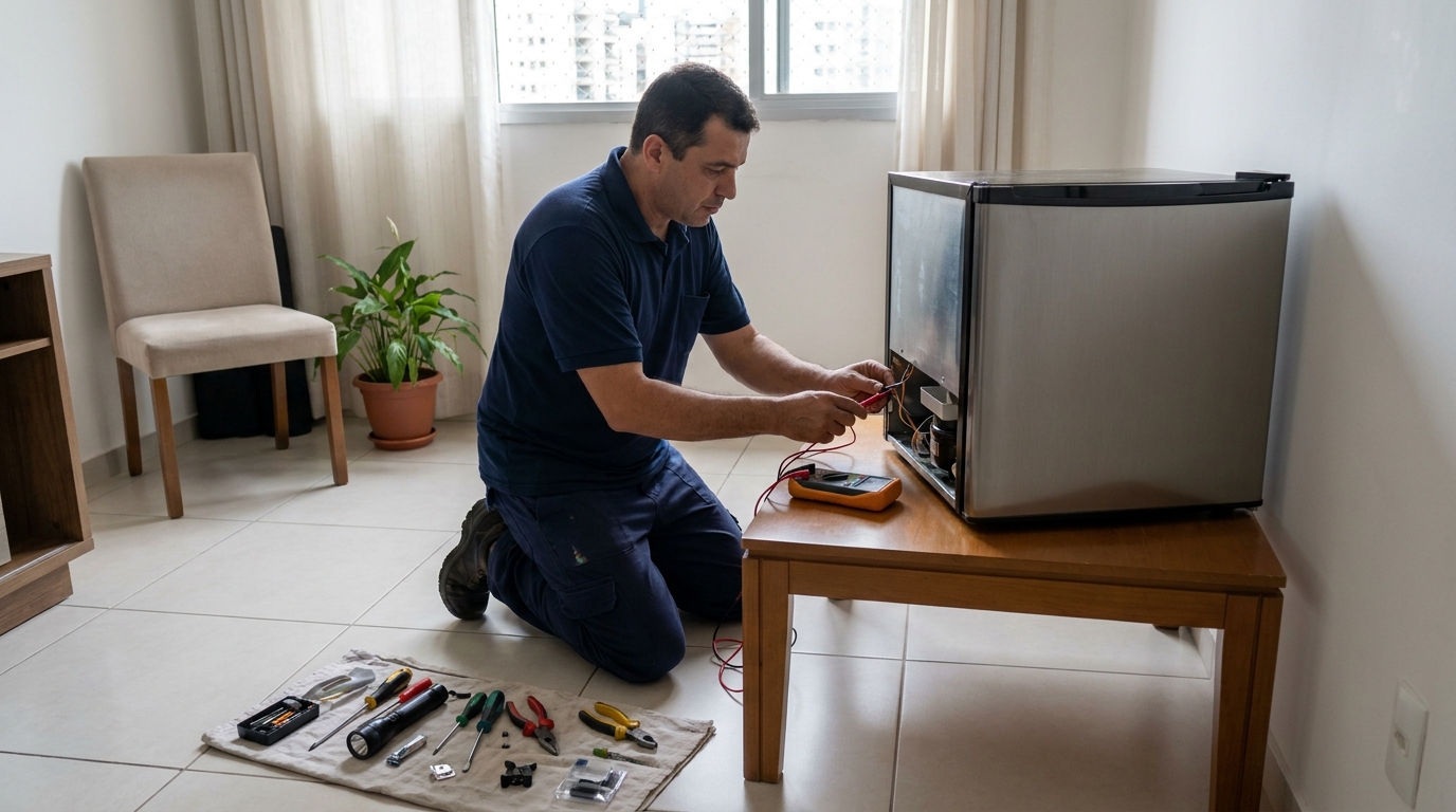 Técnico de conserto de frigobar em residência em Santa Maria‑RS